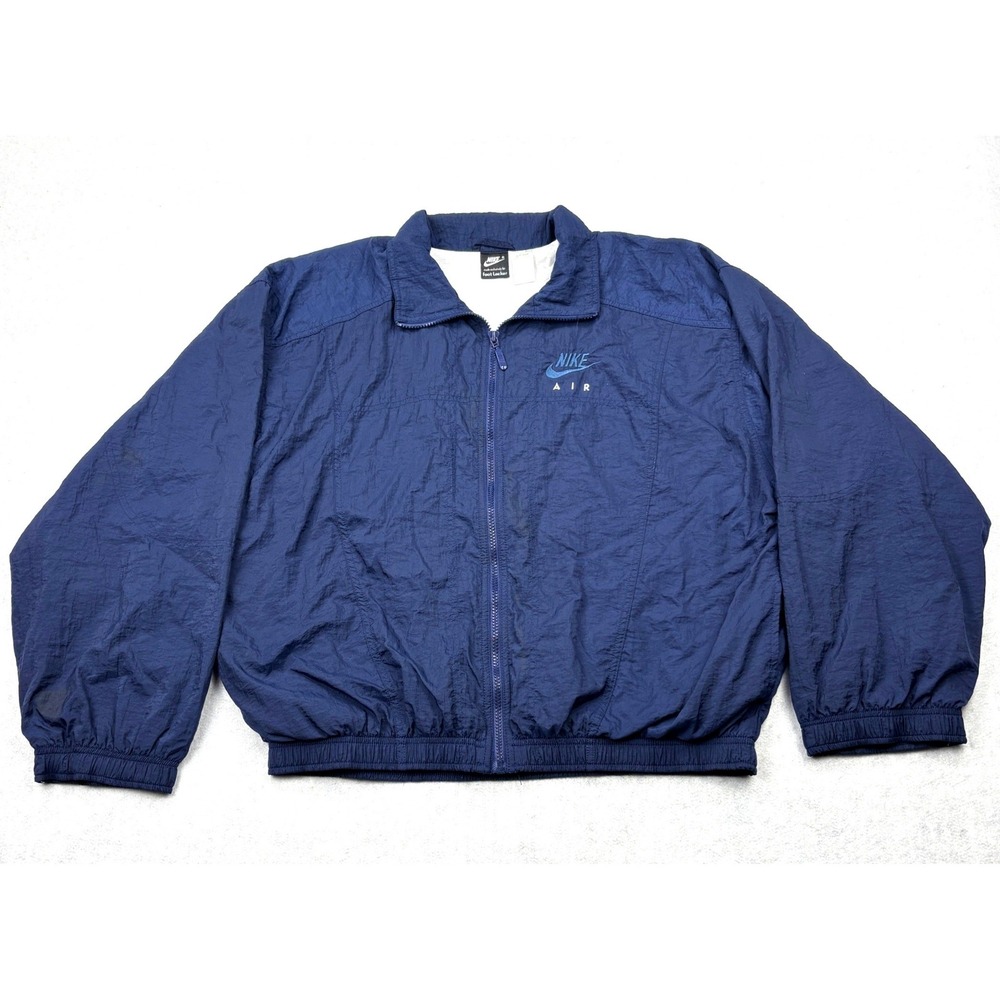 Vintage 90s Nike Air Windbreaker Jacket Mens Medium Navy Blue Foot Locker READ